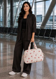 BAGSMART 24L Women’s Cherry Print Gym & Travel Bag with Wet Pocket – Weekend Overnight Cabin Holdall with Trolley Sleeve