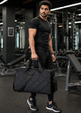 F2 Black Gym & Travel Duffle Bag with Shoe Compartment – Large Sports Holdall with Wet Pocket for Women & Men