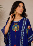 Royal Blue Women’s 100% Cotton African Print Long Kaftan Dress