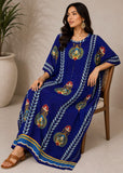 Royal Blue Women’s 100% Cotton African Print Long Kaftan Dress
