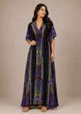 Women’s Black Cotton Print Maxi Kaftan Beach Cover-Up