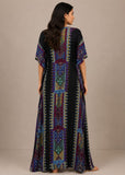 Women’s Black Cotton Print Maxi Kaftan Beach Cover-Up