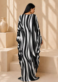 Women’s White and Black Bohemian Maxi Kaftan Beach Cover-Up