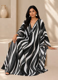Women’s White and Black Bohemian Maxi Kaftan Beach Cover-Up