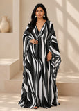 Women’s White and Black Bohemian Maxi Kaftan Beach Cover-Up