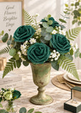 25Pcs Green Artificial Foam Roses – DIY Wedding Décor & Anniversary Gift