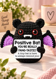 Positive Crochet Bat with Message Card – Emotional Support Halloween Gift