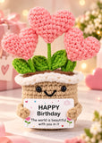 Crochet Birthday Gift for Women & Men– Inspirational Heart Flower Handmade Happy Birthday gift for Women,Man,Mom, Sister, Best Friend, Coworker – Unique Gift Ideas for Her, Him, Birthday Decorations