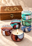 Luxury Scented Soy Candle Gift Set – 6 Aromatherapy Candles in Wooden Box