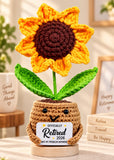 Crochet Sunflower Retirement Gift 2026 – “Officially Retired” Keepsake