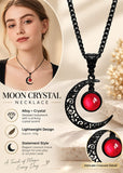 Black Crescent Moon Necklace with Red Crystal – Gothic Pendant Jewellery
