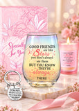 Friendship Gift for Women – Best Friend Wine Glass, Keyring & Gift Box