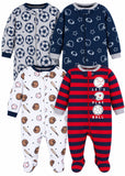 Baby Sports Blue Print Footed Sleepsuits – Pack of 4