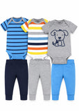 Unisex Baby Bodysuit and Trousers Set – 6 Pieces