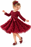 JiAmy Girls 3D Flower Princess Dress with Long Sleeves & Bow – 2–7 Years