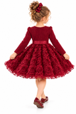 JiAmy Girls 3D Flower Princess Dress with Long Sleeves & Bow – 2–7 Years
