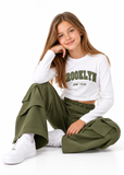 Girls Long Sleeve Top and Cargo Trousers Set