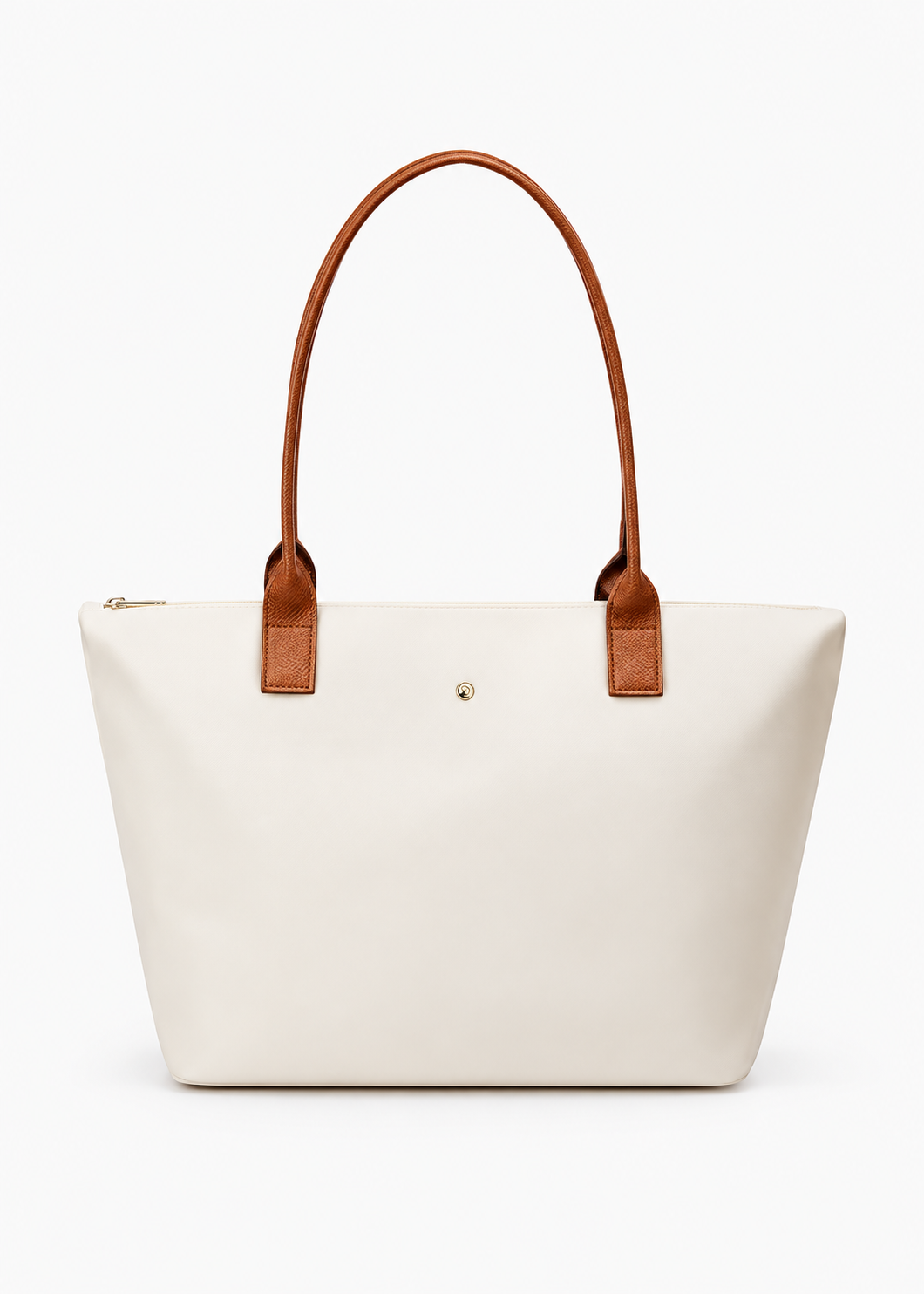 KALIDI Beige Large Nylon Tote Bag for Women with Zip – Waterproof Lightweight Shoulder Handbag