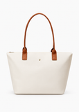 KALIDI Beige Large Nylon Tote Bag for Women with Zip – Waterproof Lightweight Shoulder Handbag