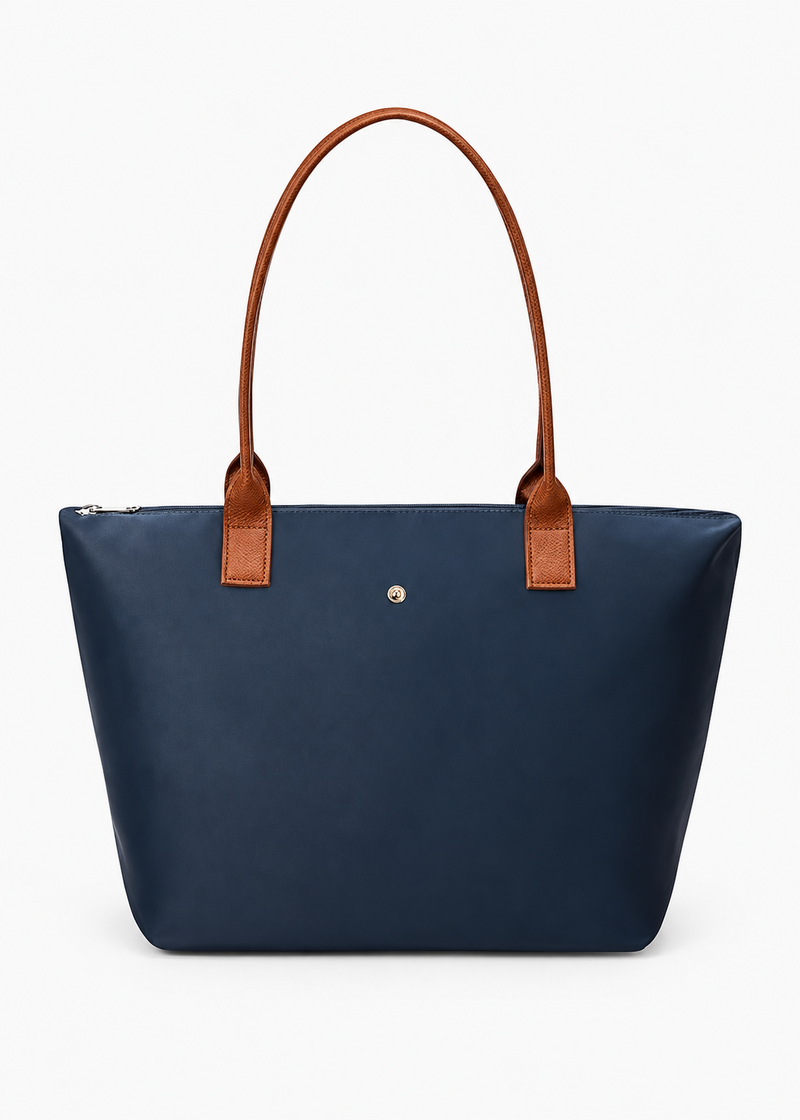 KALIDI Blue Large Nylon Tote Bag for Women with Zip – Waterproof Lightweight Shoulder Handbag