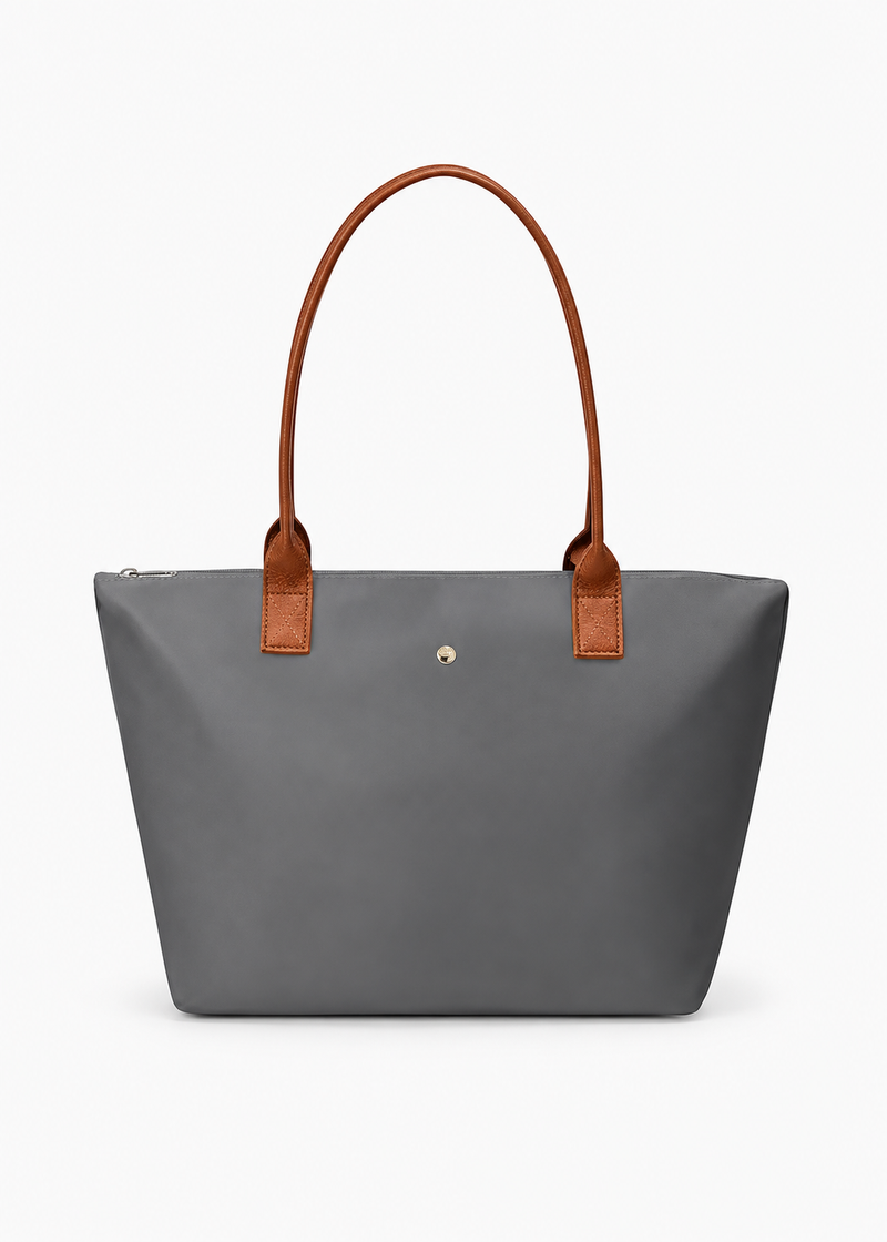 KALIDI Bluegrey Large Nylon Tote Bag for Women with Zip – Waterproof Lightweight Shoulder Handbag