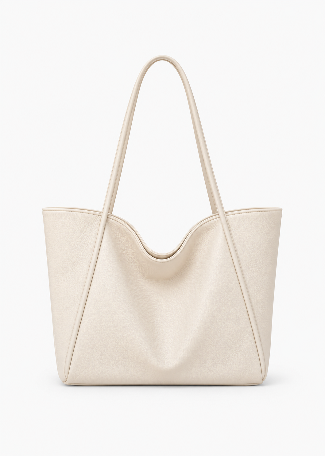 LassZone Beige Large Vegan Leather Tote Bag for Women with Inner Zip Pocket