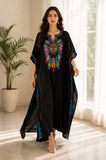 LikeJump Women’s Floral Kaftan Maxi Dress – Plus Size Kimono Beach Cover-Up and Dressing Gown