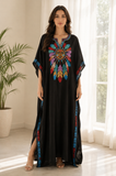 LikeJump Women’s Floral Kaftan Maxi Dress – Plus Size Kimono Beach Cover-Up and Dressing Gown