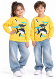 Kids Unisex Shark Print Sweatshirt – Cotton Crew Neck Jumper 1–7 Years