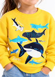 Kids Unisex Shark Print Sweatshirt – Cotton Crew Neck Jumper 1–7 Years