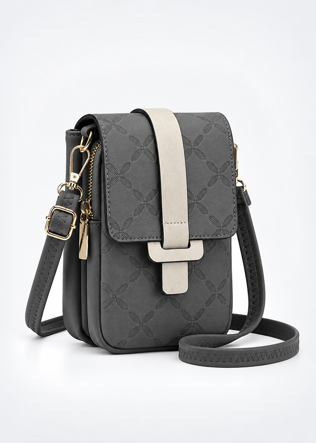 MUIIKOLA Women’s New-darkgrey PU Leather Crossbody Phone Bag with RFID Card Slots and Adjustable Wide Strap