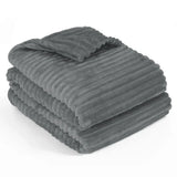 Stripe Fleece Throw Blanket for Sofa & Bed – Soft Warm Lightweight Polyester Blanket