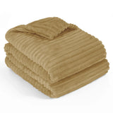 Stripe Fleece Throw Blanket for Sofa & Bed – Soft Warm Lightweight Polyester Blanket