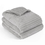 Stripe Fleece Throw Blanket for Sofa & Bed – Soft Warm Lightweight Polyester Blanket