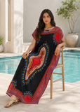 Women’s Embroidered Floral Kaftan Dress – Boho Long Beach and Bikini Cover-Up Robe (Copy)