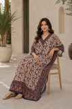 Women’s Paisley Print Kaftan Dress – Plus Size V-Neck Maxi Beach Cover-Up with Drawstring