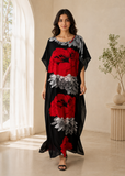 Women’s Cotton Floral Kaftan Dress – Plus Size Long Maxi Beach Cover-Up for Summer Holidays