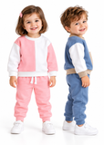 Toddler Unisex Contrast Sweatshirt and Joggers Tracksuit Set