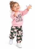 Toddler Girls Letter Sweatshirt & Camouflage Cargo Trousers Set – 1–6 Years