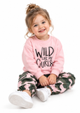 Toddler Girls Letter Sweatshirt & Camouflage Cargo Trousers Set – 1–6 Years