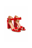 Low Block Heel Sandals Red Pat G-1840