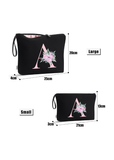 2 Pcs Initial Black Makeup Bag Set for Women