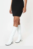 Women's White GoGo Boots Knee High Block Heel Retro Fancy Dress 1960s 1970s-G-733