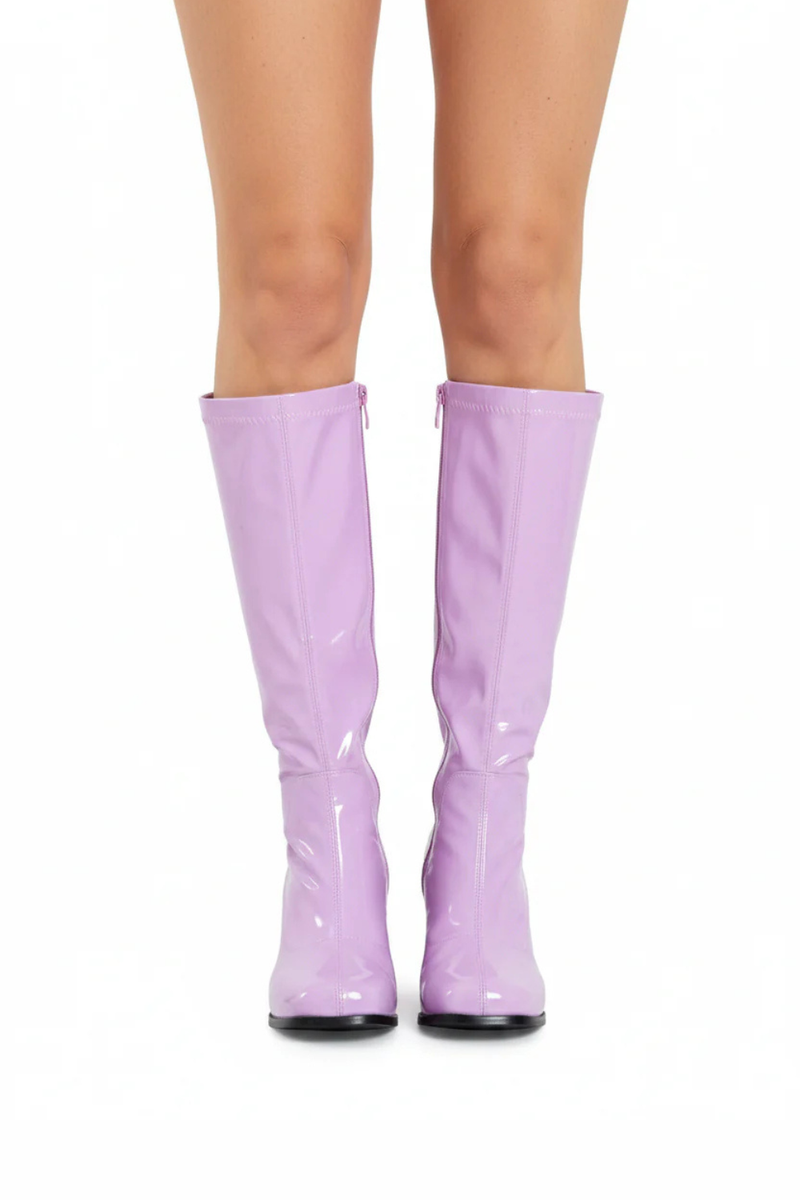 Ladies Womens Fancy Dress Party GO GO Boots 1960s & 1970s Baby Pink GoGo boots
