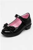 Girls Black Patent Mary Jane School Shoes with Bow-BS-MACHA