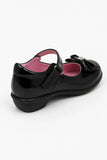 Girls Black Patent Mary Jane School Shoes with Bow-BS-MACHA
