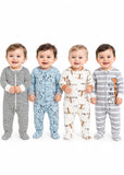 Baby Blue Jungle Print Footed Sleepsuits – Pack of 4