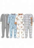 Baby Blue Jungle Print Footed Sleepsuits – Pack of 4