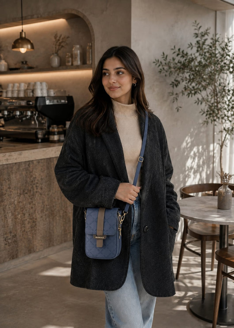 MUIIKOLA Women’s  New-darkblue PU Leather Crossbody Phone Bag with RFID Card Slots and Adjustable Wide Strap