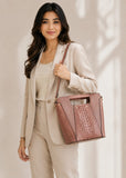 Faux Crocodile Rock N Roll V Handbag - Pink